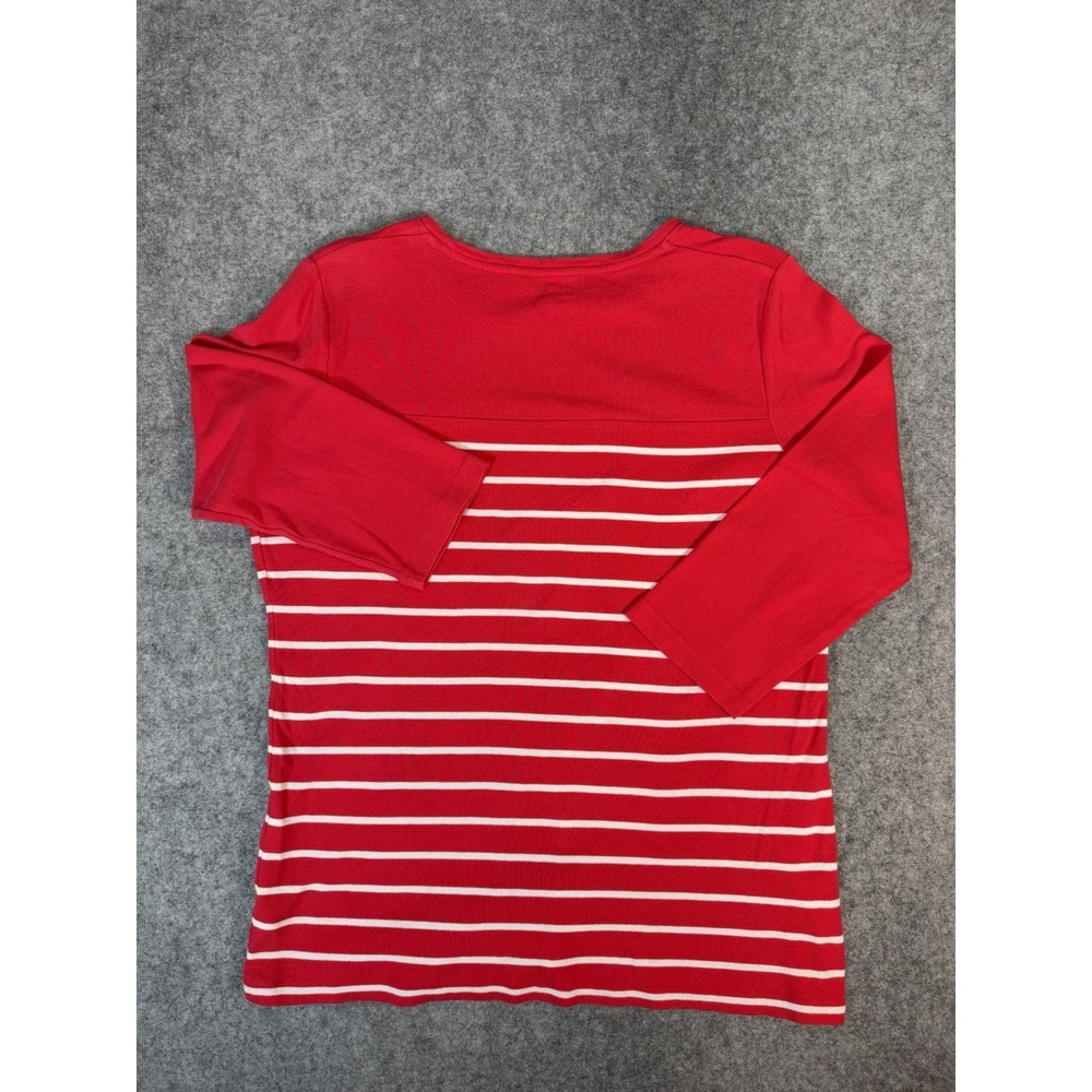 Kim Rogers Womens L Christmas Cheers Shirt Red Pink Stripe Long Sleeve Holiday - Picture 10 of 10